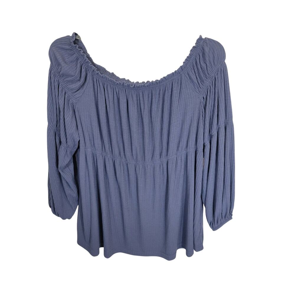 Maurices Blue Off The Shoulder Ribbed Stretch Long Sleeve Top Women's Size 2X